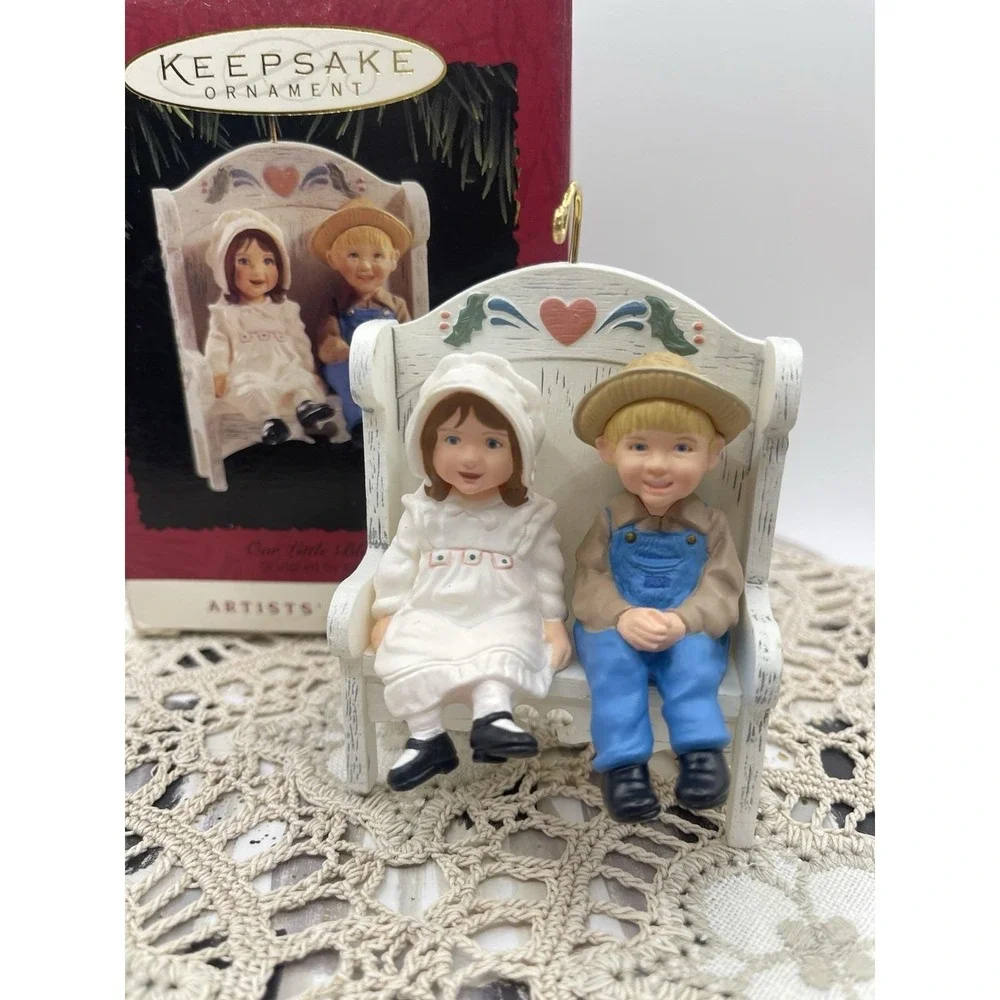 Hallmark Our Little‎ Blessings Ornament 1995 Boy & Girl On Bench